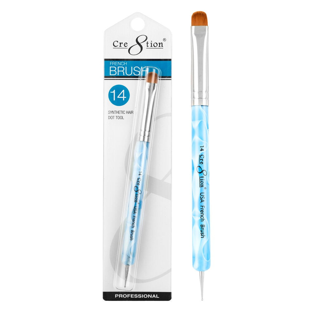 Cre8tion French Brush Synthetic #14 Blue with Dot Tool