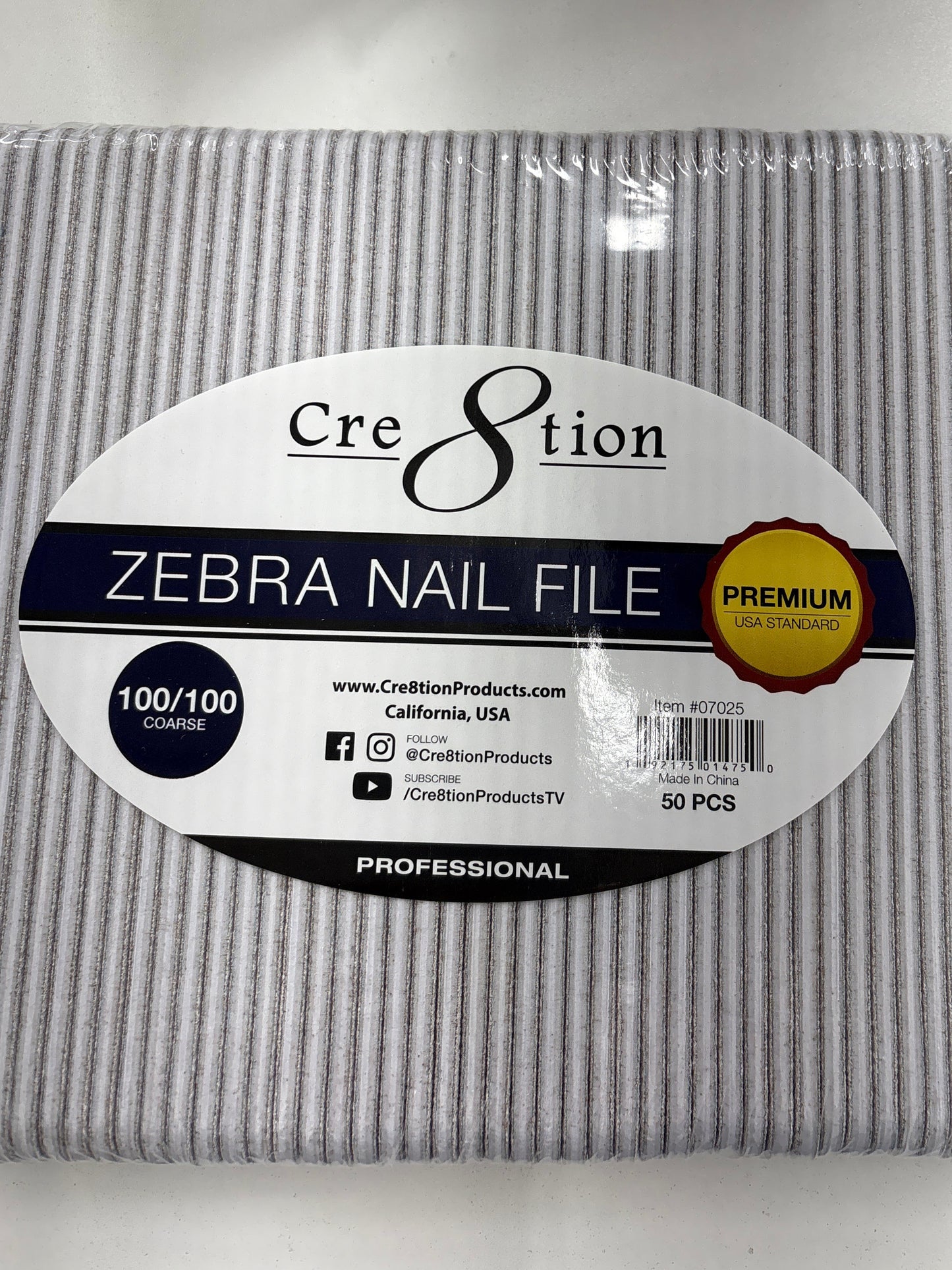 Cre8tion Nail File REGULAR Zebra Grit 100/100 (1 pc)