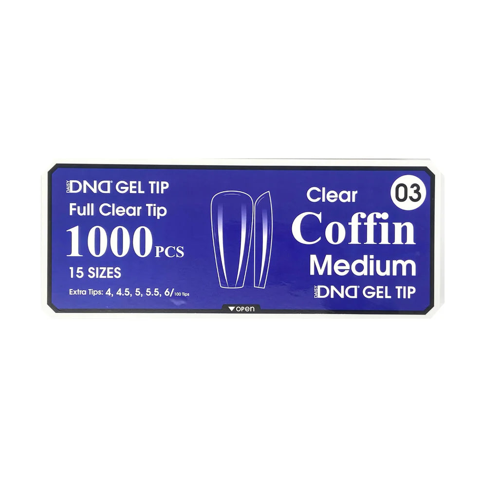 DND Gel Full Clear Tip Box #3 | Coffin Medium (1000 pcs)