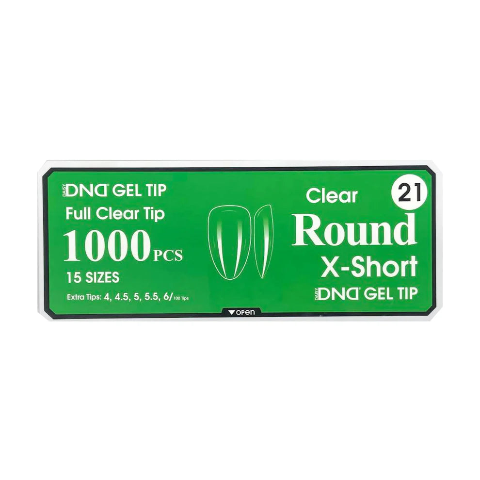 DND Gel Full Clear Tip Box #21 | Round X-Short (1000 pcs)