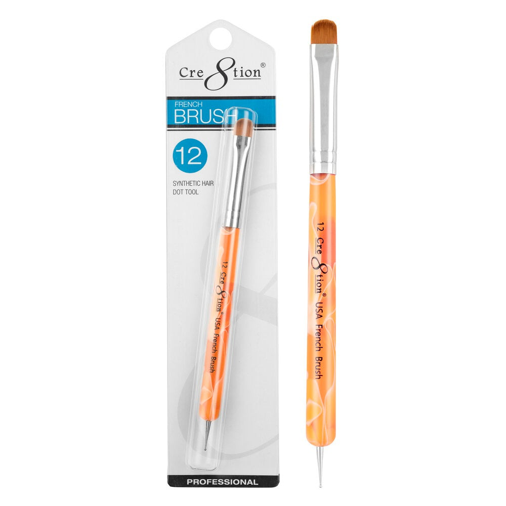 Cre8tion  French Brush Synthetic #12 Orange with Dot Tool