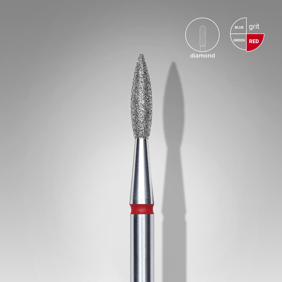Diamond Nail Drill Bit Pointed Flame Red EXPERT, 2.1 mm / Working Part 8 mm
