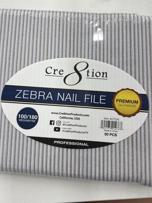 Cre8tion Nail File REGULAR Zebra Grit 100/180 (1 pc)