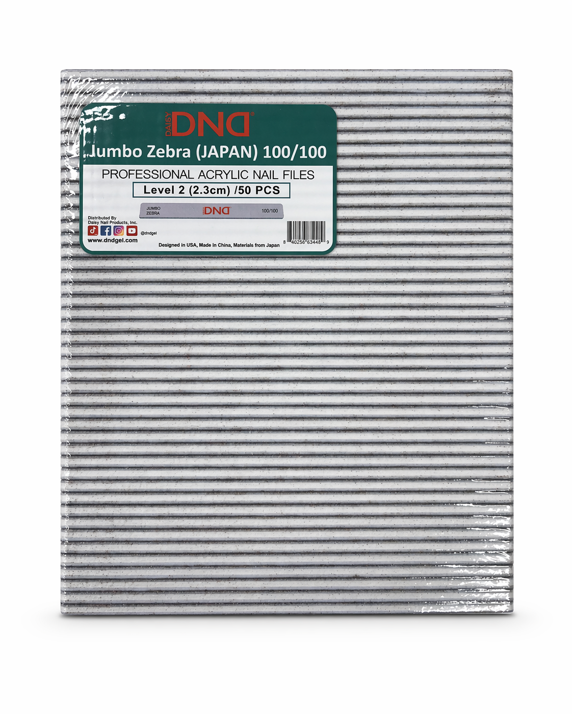 DND Nail File Jumbo Square Zebra 100/100 Japan (1pcs)