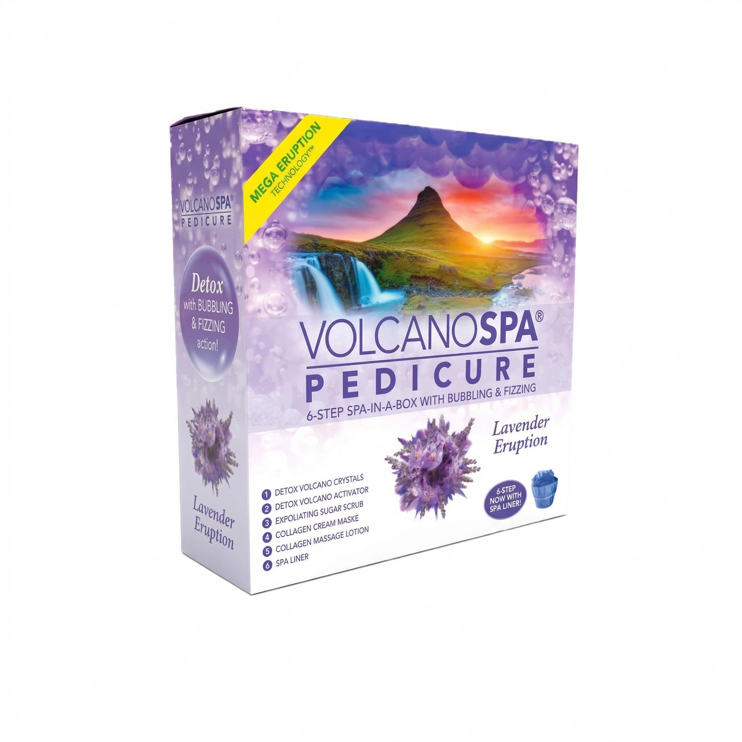 Volcano Spa: 6 Step Pedicure Kit -Lavender Eruption