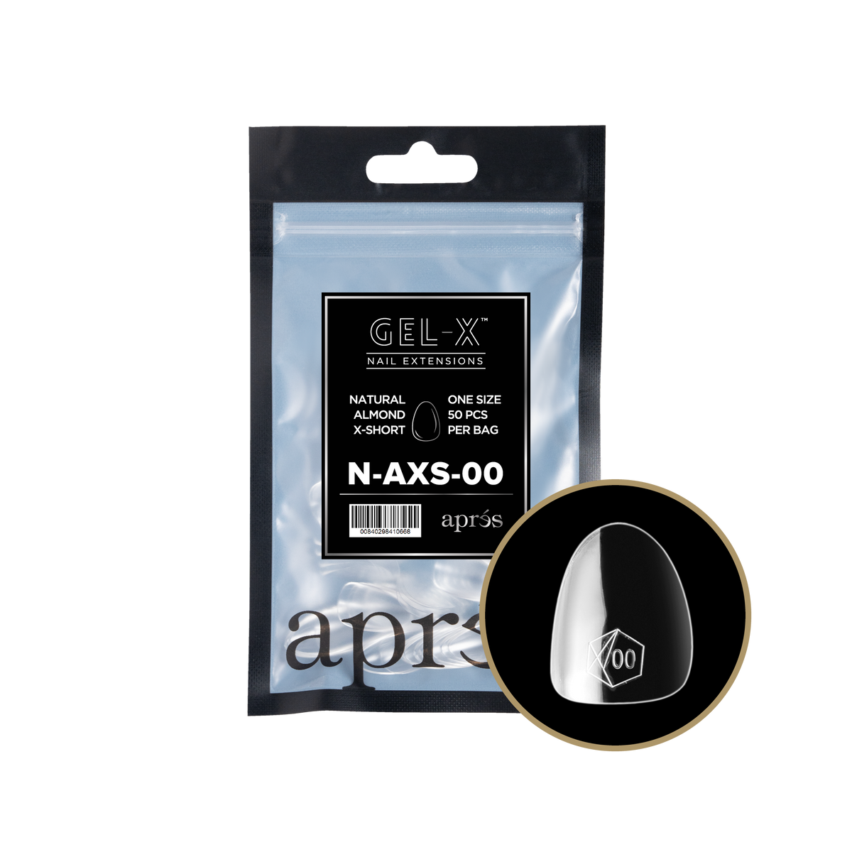 Aprés Gel-X Natural Almond Extra Short refill bag – size 00