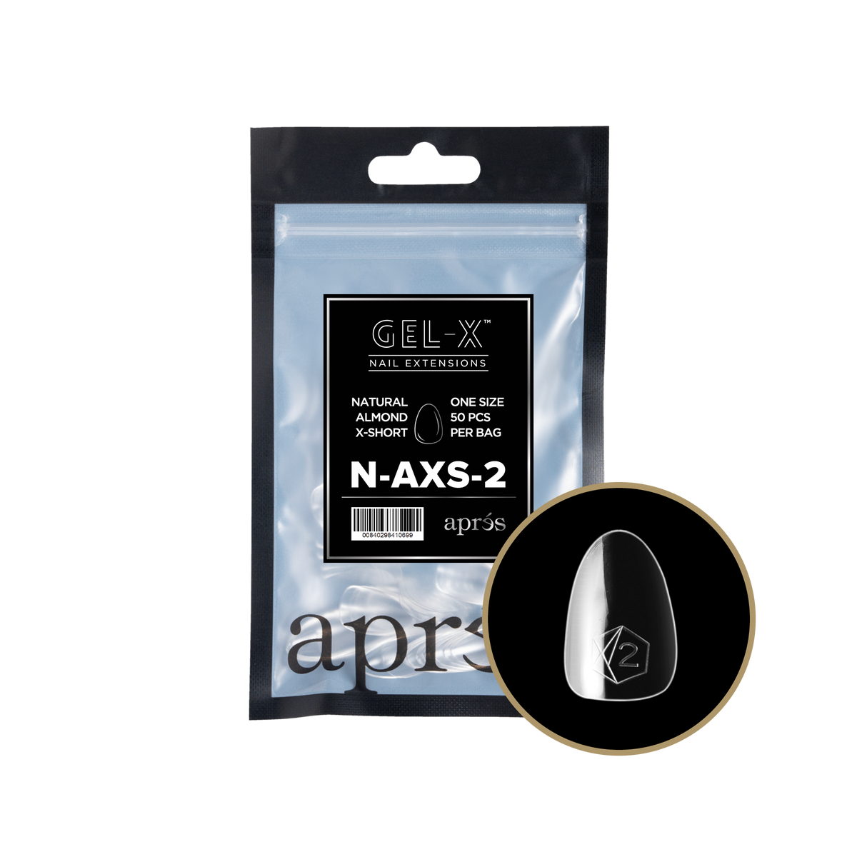 Aprés Gel-X Natural Almond Extra Short refill bag – size 2