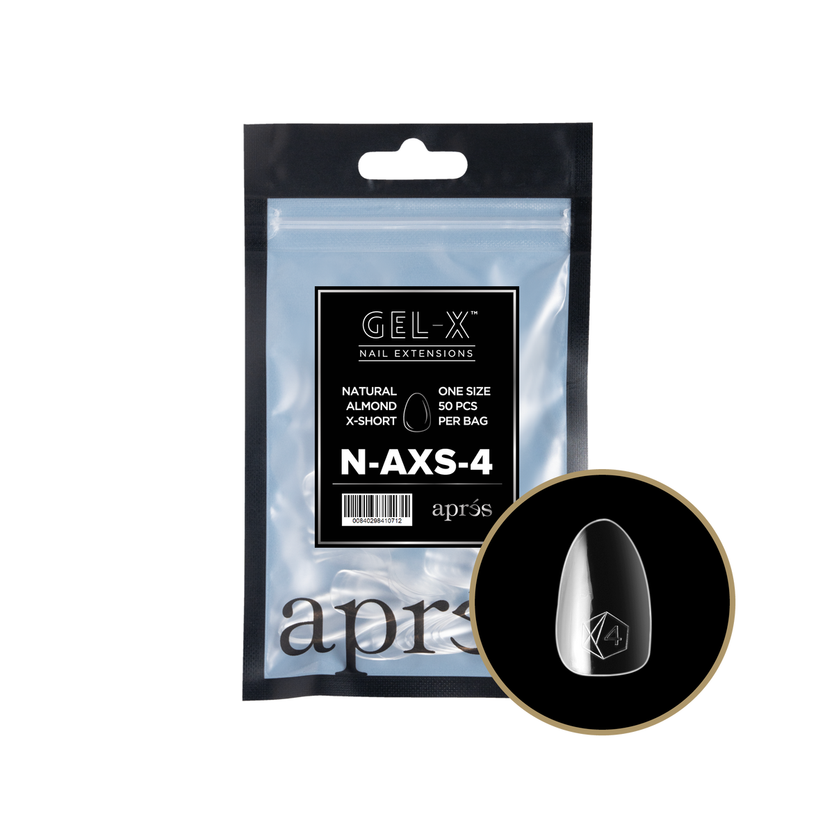 Aprés Gel-X Natural Almond Extra Short refill bag – size 4