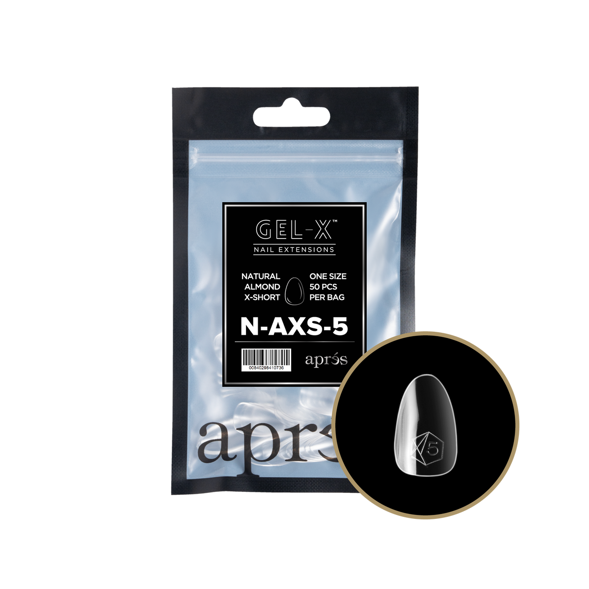 Aprés Gel-X Natural Almond Extra Short refill bag – size 5