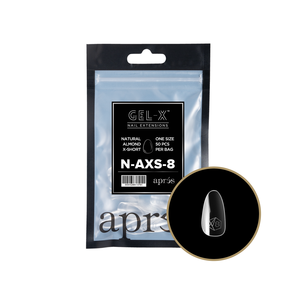 Aprés Gel-X Natural Almond Extra Short refill bag – size 8