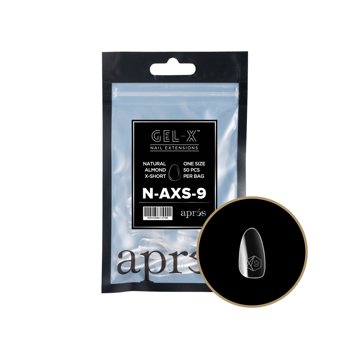 Aprés Gel-X Natural Almond Extra Short refill bag – size 9
