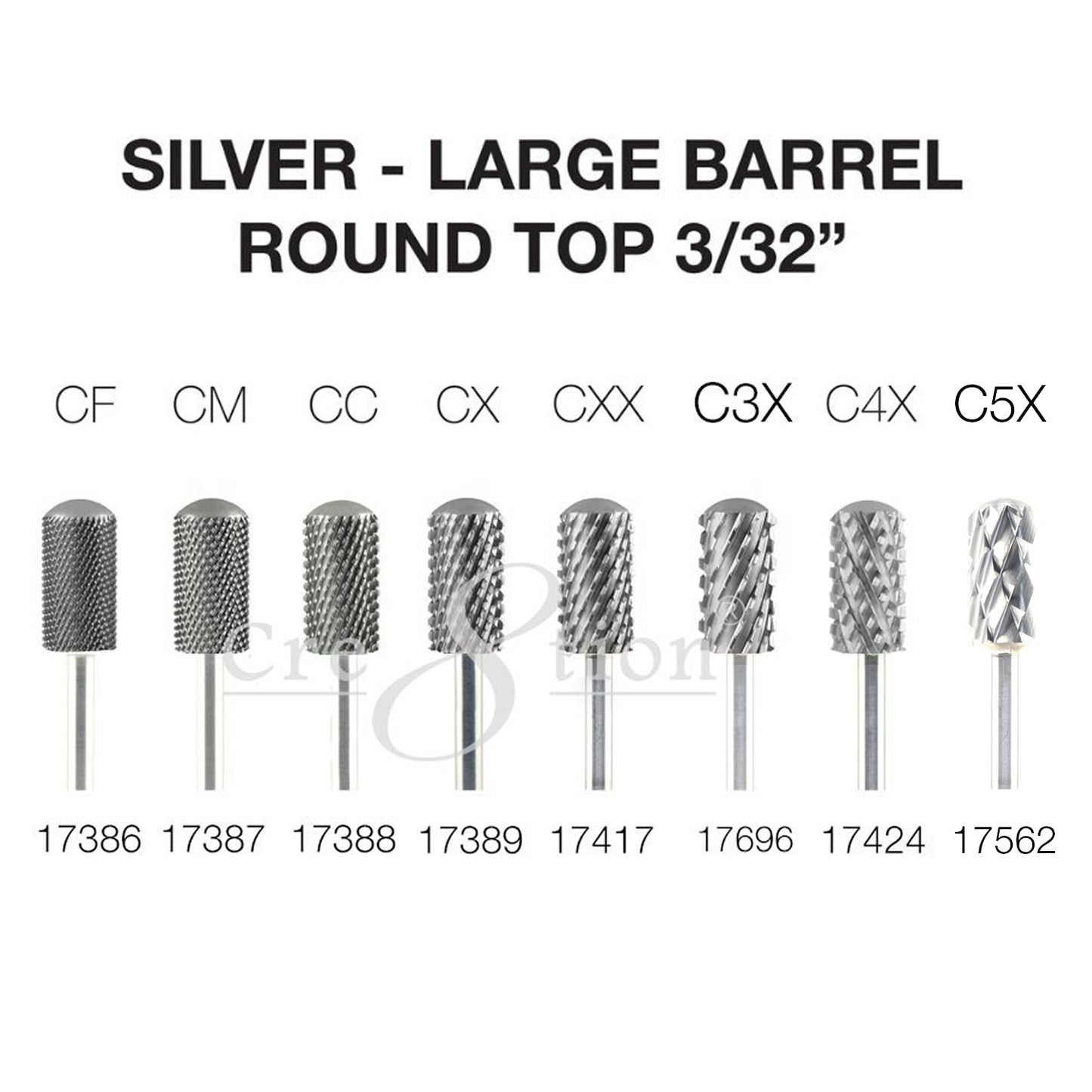 Cre8tion  Silver Carbide-Large Barrel-Round Top-C4x 3/32'