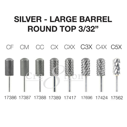 Cre8tion  Silver Carbide-Large Barrel-Round Top-C4x 3/32'