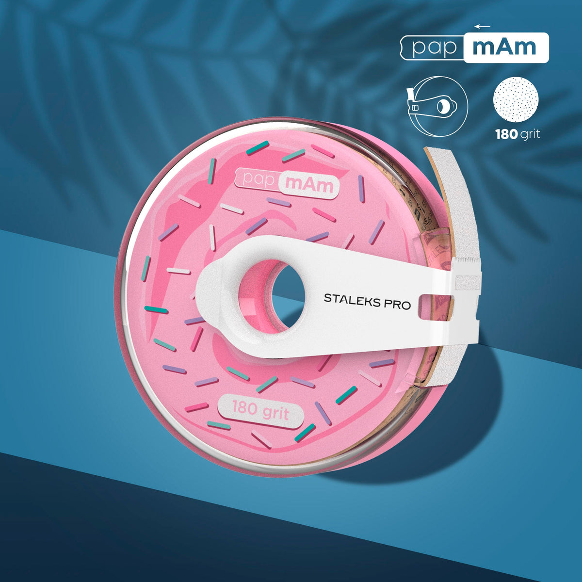 STALEKS EXPERT Donut PAPMAM Nail Files for Straight Base, 180 Grit