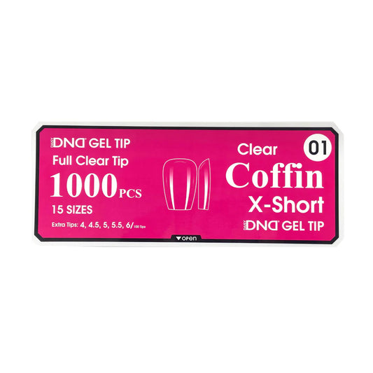 DND Gel Full Clear Tip Box #1 |  Coffin X-Short (1000 pcs)