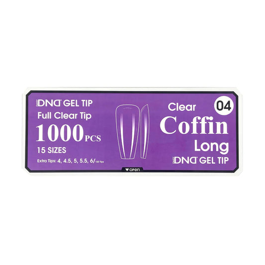 DND Gel Full Clear Tip Box #4 | Coffin Long (1000 pcs)