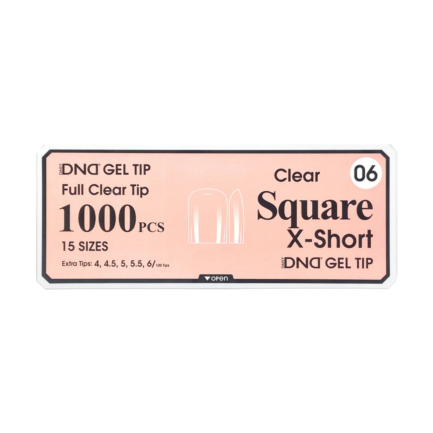 DND Gel Full Clear Tip Box #6 | Square X-Short (1000 pcs)