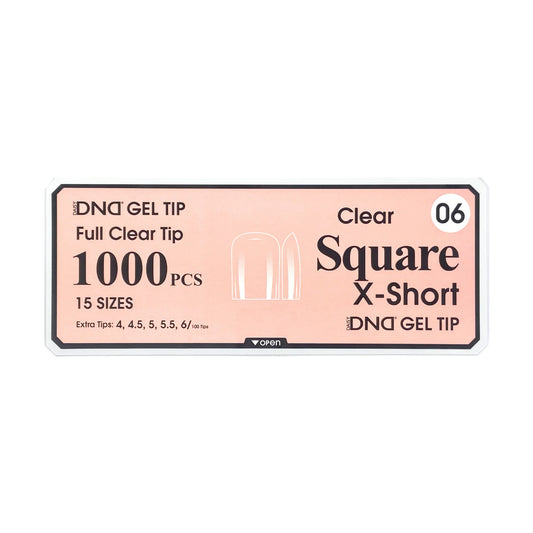 DND Gel Full Clear Tip Box #6 | Square X-Short (1000 pcs)