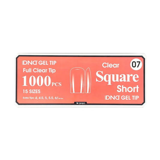 DND Gel Full Clear Tip Box #7  Square Short (1000 pcs)