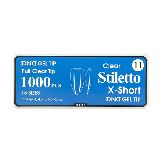 DND Gel Full Clear Tip Box #11 | Stiletto X-Short (1000 pcs)