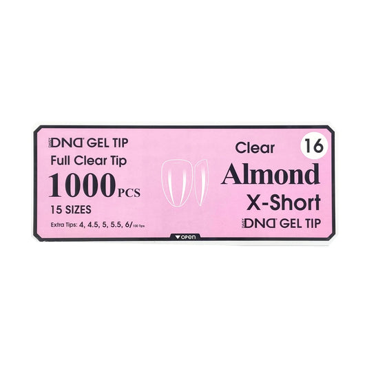 DND Gel Full Clear Tip Box #16 | Almond X-Short (1000 pcs)