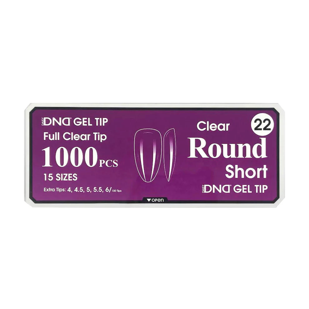 DND Gel Full Clear Tip Box #22 | Round Short (1000 pcs)