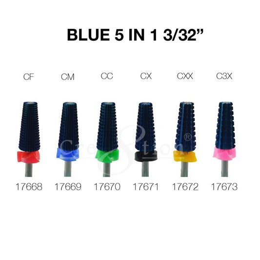 Cre8tion Blue 5 in 1 Nail Filing Bit - CF 3/32'