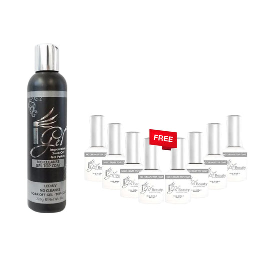IGEL Gel Top Coat No Cleanse Refill 8oz & 8 Bottles 0.5oz